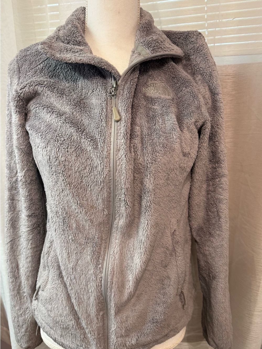 The North Face Women's Plush Gray Teddy Fleece Jacket